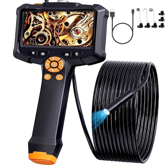16.5ft Borescope Camera - 4.3"/2.4" Screen, 1080HD, IP67 Waterproof | Snake Camera with Light | Phone-Compatible Endoscope Gadgets for Men