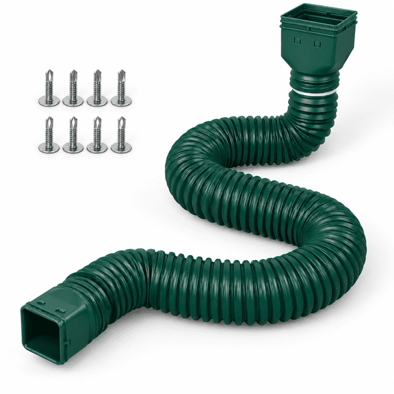 16.5ft Green Gutter Downspout Extension, Extendable 3.4ft to 16.5ft for Rainwater Drainage
