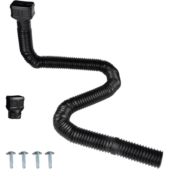 16.5ft Long Downspout Extender Flexible Drainage Pipe, Black | 3.1" OD Gutter Extensions for 3"4"and 2"3"Downspout,Inside Diameter 2.6 Inches,Flexible Pipe Stretched Length 16.5ft,1-Pack