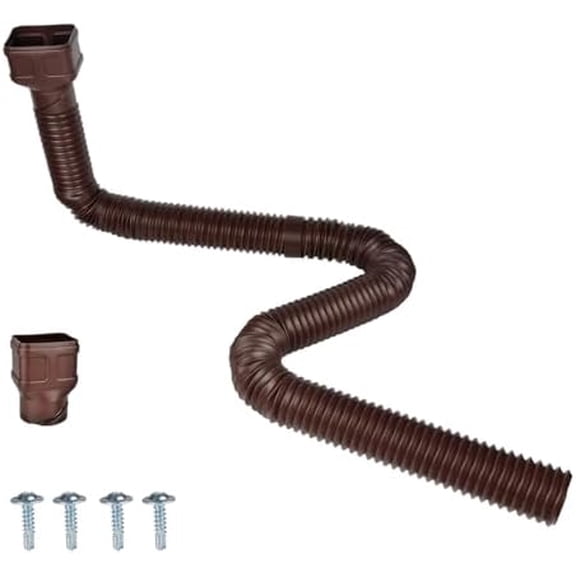 16.5ft Long Gutter Downspout Extensions, 3.1" OD Downspout Extender Pipe for 2"3" and 3"4" Downspout, Inside Diameter 2.6 Inches, Flexible Pipe Stretched Length 16.5ft, Brown,1-Pack
