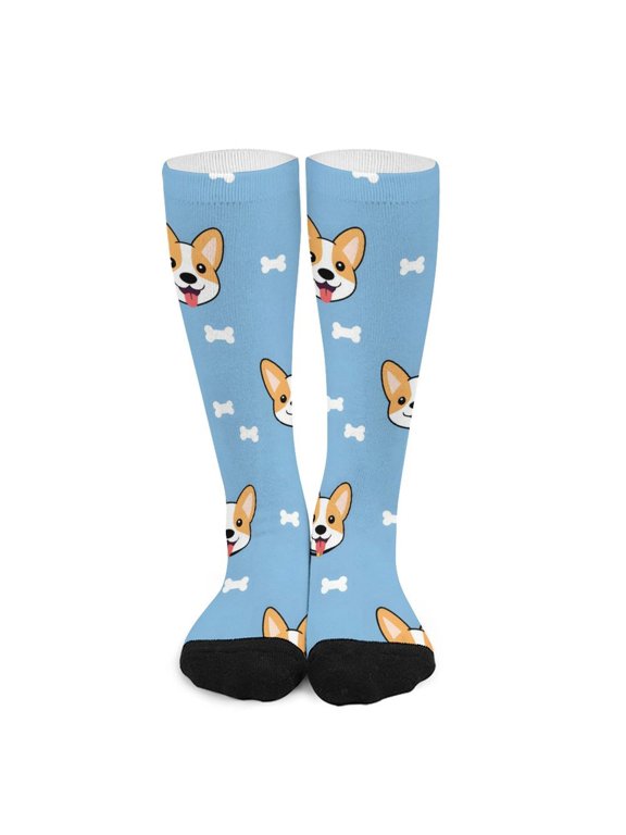 16.5in All Printed Stockings Sweat Absorption Perspiration Permeability Light Resistant Ply Moderate Comfortable Light Animal Dog Cartoon Pattern with Bones