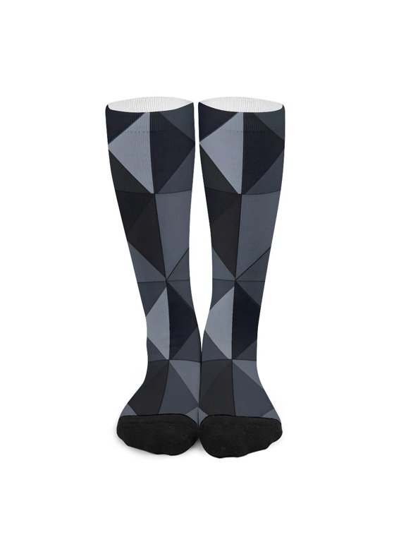 16.5in All Printed Stockings Sweat Absorption Perspiration Permeability Light Resistant Ply Moderate Comfortable Light Dark Gray Geometric Patterns_1 (1)