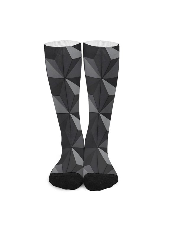 16.5in All Printed Stockings Sweat Absorption Perspiration Permeability Light Resistant Ply Moderate Comfortable Light Dark Gray Geometric Patterns_1 (2)