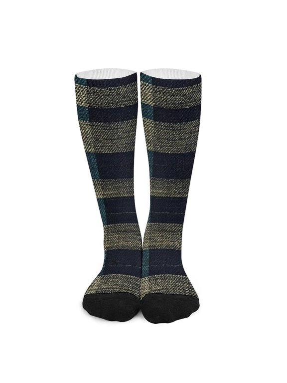 16.5in All Printed Stockings Sweat Absorption Perspiration Permeability Light Resistant Ply Moderate Comfortable Light PaleTurquoise Buffalo Plaid Check Tartan Scotland_2