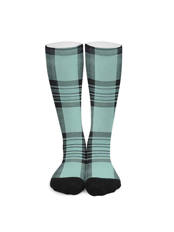 16.5in All Printed Stockings Sweat Absorption Perspiration Permeability Light Resistant Ply Moderate Comfortable Light PaleTurquoise Buffalo Plaid Check Tartan Scotland_3