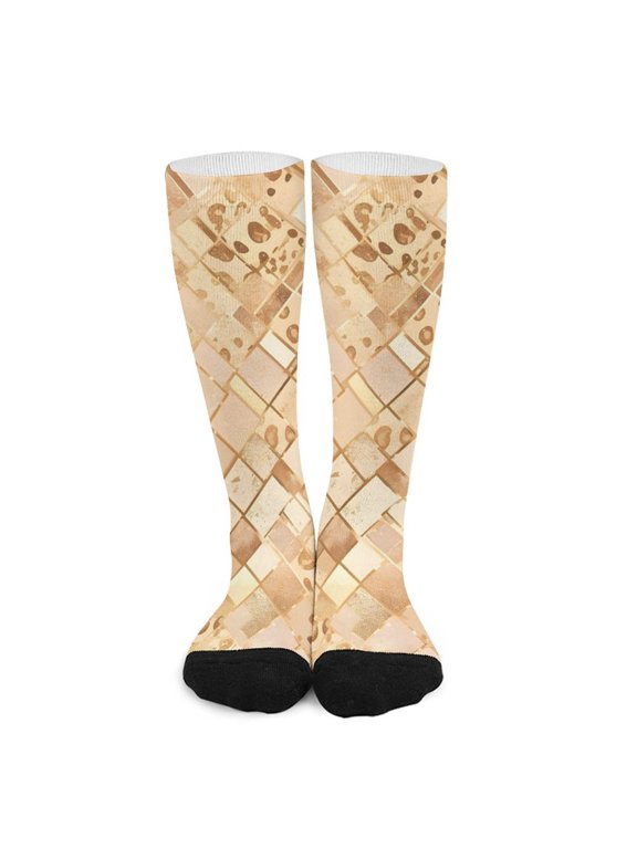 16.5in All Printed Stockings Sweat Absorption Perspiration Permeability Light Resistant Ply Moderate Comfortable Light Rose Gold Leopard Print Animal Skin Texture_2