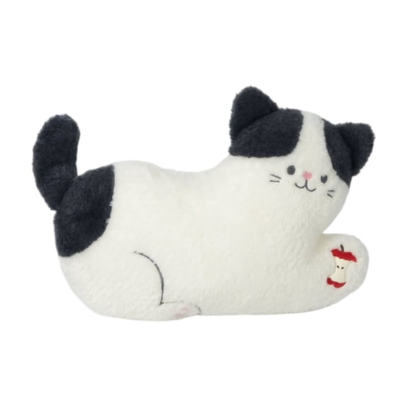 16.5in Spotted Cat Plush Toy, Soft Cut Stuffed Feline Animal Toy, Decorative Cuddly Pillow for Sofa, Cozy Plushie Doll for Home Office Decoration, White