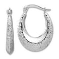 thumbnail image 1 of 14k White Gold Polished and Sparkle-Cut Hoop Earrings 22x16.5mm Wide 3.8mm Thick Hoop Earring for Women, 1 of 2