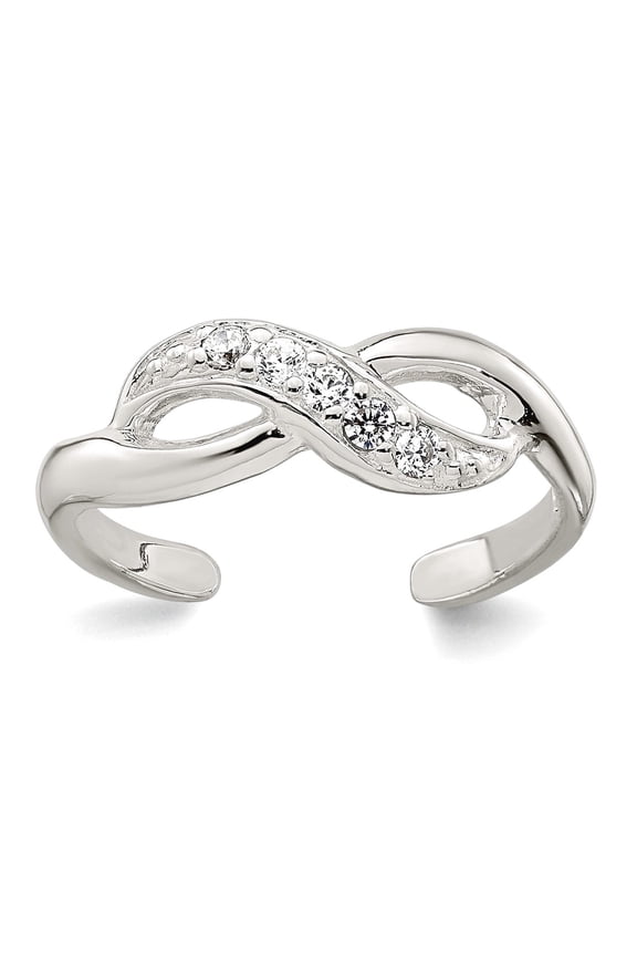 16.5mm 925 Sterling Silver Polished Cubic Zirconia Infinity Adjustable toe ring toe ring for Women