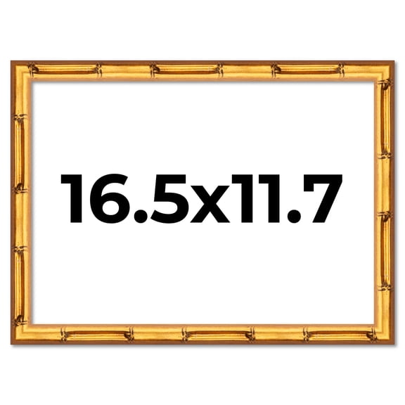 16.5x11.7 Frame Gold Bamboo Picture A3 Frame - Modern Photo Frame Includes UV Acrylic Shatter Guard
