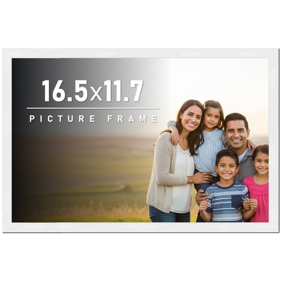 16.5x11.7 Frame White Wood Picture A3 Frame - Solid Wood Photo Frame Includes UV Acrylic Shatter
