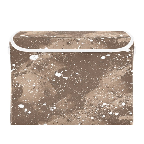 16.5x12.6x11.8in Foldable Flip-Top Storage Bin, Dustproof Magic Tape Closure, Ideal for Home & Toy Organization,A Brown Marble Pattern