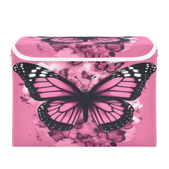16.5x12.6x11.8in Foldable Flip-Top Storage Bin, Dustproof Magic Tape Closure, Ideal for Home & Toy Organization，A Butterfly