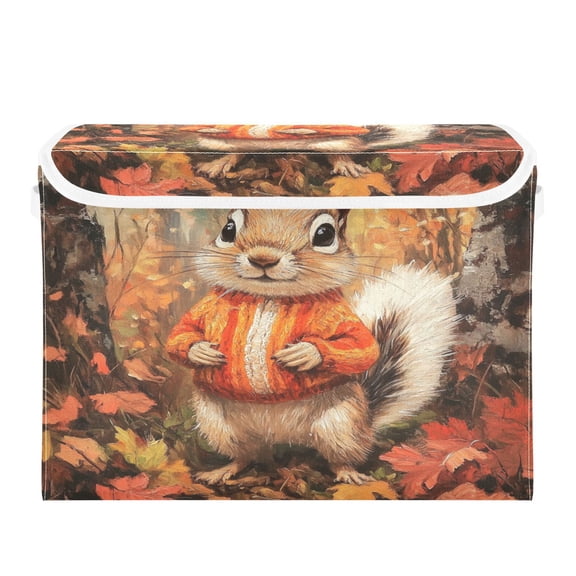 16.5x12.6x11.8in Foldable Flip-Top Storage Bin, Dustproof Magic Tape Closure, Ideal for Home & Toy OrganizationA Chipmunk