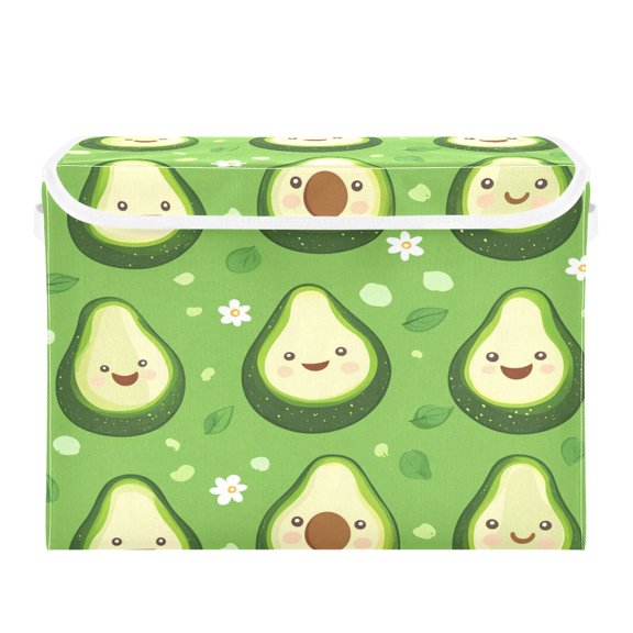 16.5x12.6x11.8in Foldable Flip-Top Storage Bin, Dustproof Magic Tape Closure, Ideal for Home & Toy Organization,A Green Backgr