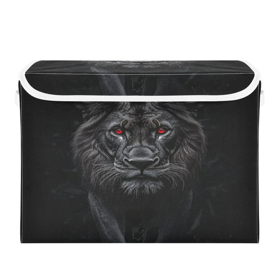 16.5x12.6x11.8in Foldable Flip-Top Storage Bin, Dustproof Magic Tape Closure, Ideal for Home & Toy OrganizationA Lion