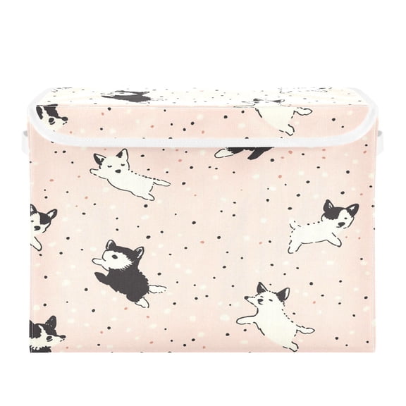 16.5x12.6x11.8in Foldable Flip-Top Storage Bin, Dustproof Magic Tape Closure, Ideal for Home & Toy Organization,A Pattern Of Small Dogs