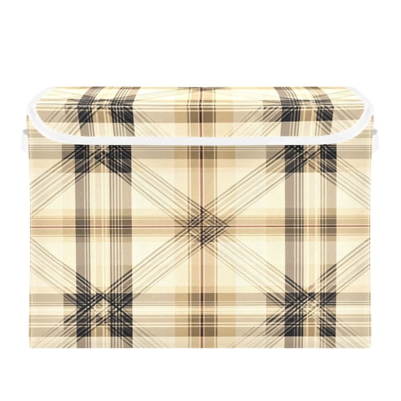 16.5x12.6x11.8in Foldable Flip-Top Storage Bin, Dustproof Magic Tape Closure, Ideal for Home & Toy OrganizationA Plaid Pattern