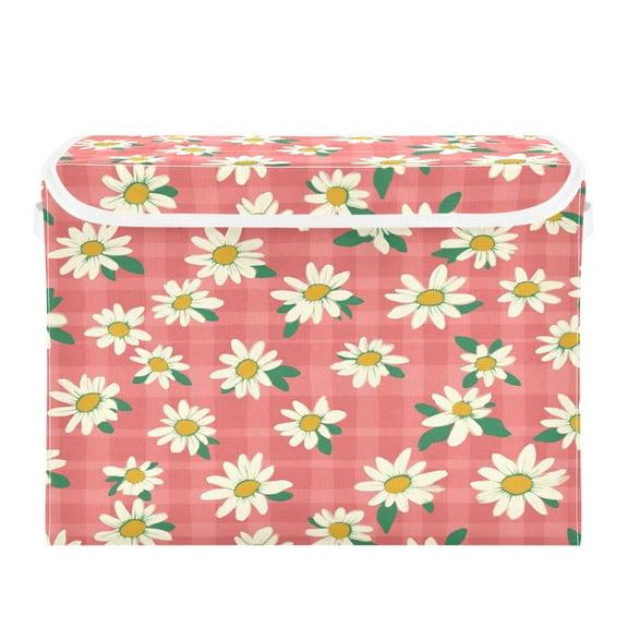 16.5x12.6x11.8in Foldable Flip-Top Storage Bin, Dustproof Magic Tape Closure, Ideal for Home & Toy OrganizationA Retro Red Gingham