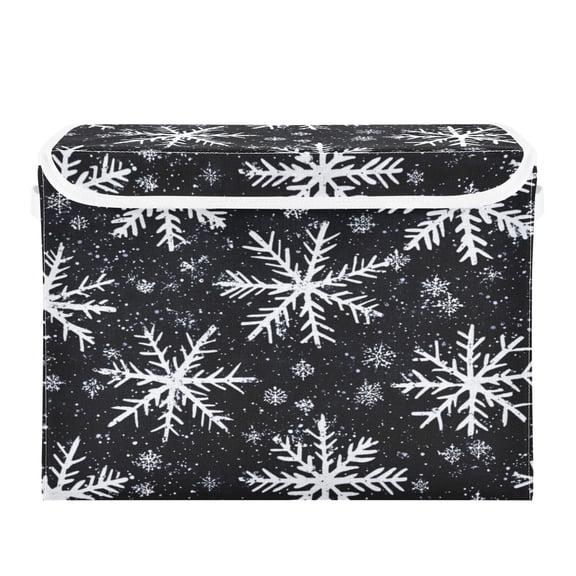 16.5x12.6x11.8in Foldable Flip-Top Storage Bin, Dustproof Magic Tape Closure, Ideal for Home & Toy Organization，A Snowflake