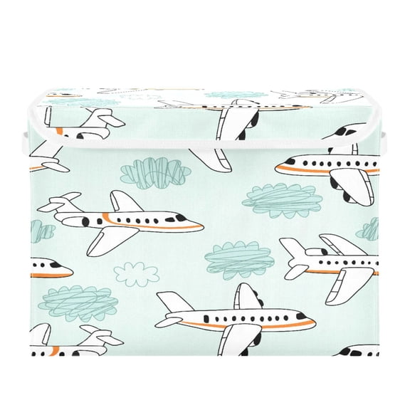 16.5x12.6x11.8in Foldable Flip-Top Storage Bin, Dustproof Magic Tape Closure, Ideal for Home & Toy Organization，Aircraft