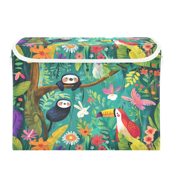 16.5x12.6x11.8in Foldable Flip-Top Storage Bin, Dustproof Magic Tape Closure, Ideal for Home & Toy Organization,Animals