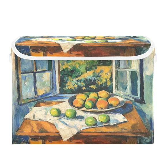 16.5x12.6x11.8in Foldable Flip-Top Storage Bin, Dustproof Magic Tape Closure, Ideal for Home & Toy Organization,Apple