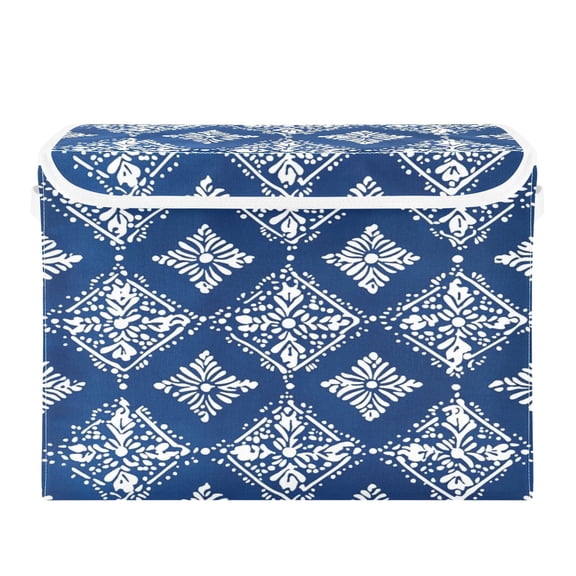 16.5x12.6x11.8in Foldable Flip-Top Storage Bin, Dustproof Magic Tape Closure, Ideal for Home & Toy Organization,Batik Pattern
