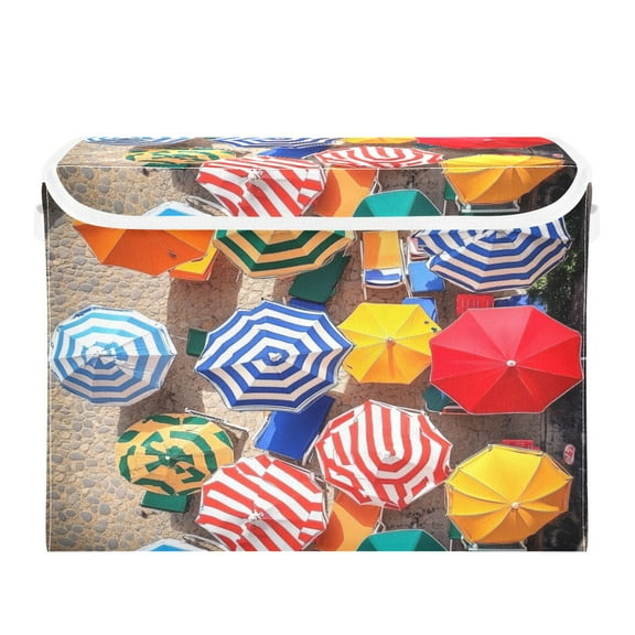 16.5x12.6x11.8in Foldable Flip-Top Storage Bin, Dustproof Magic Tape Closure, Ideal for Home & Toy Organization,Beach Chair