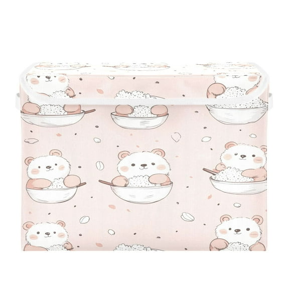 16.5x12.6x11.8in Foldable Flip-Top Storage Bin, Dustproof Magic Tape Closure, Ideal for Home & Toy OrganizationBear and Rice Dumpling