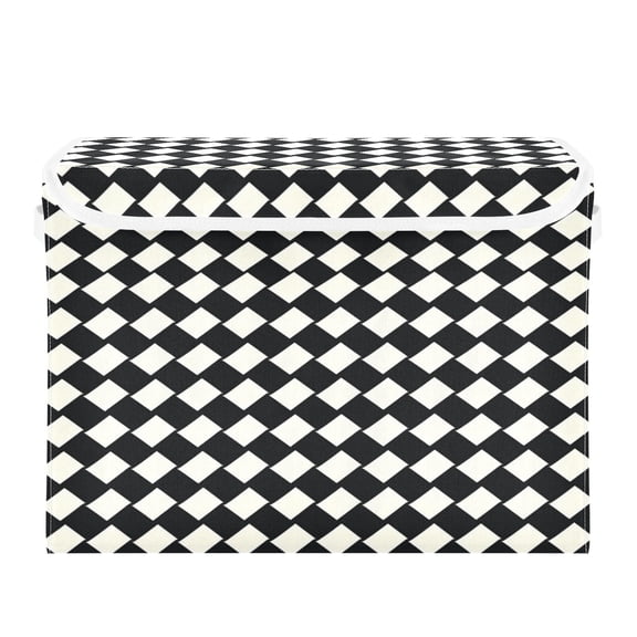 16.5x12.6x11.8in Foldable Flip-Top Storage Bin, Dustproof Magic Tape Closure, Ideal for Home & Toy Organization,Black Pattern