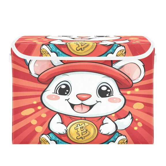 16.5x12.6x11.8in Foldable Flip-Top Storage Bin, Dustproof Magic Tape Closure, Ideal for Home & Toy OrganizationCartoon Character