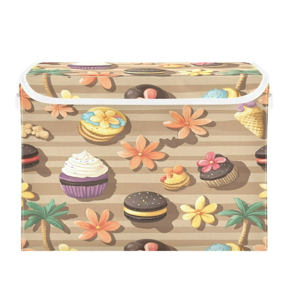 16.5x12.6x11.8in Foldable Flip-Top Storage Bin, Dustproof Magic Tape Closure, Ideal for Home & Toy OrganizationCookies