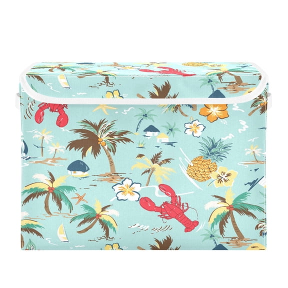 16.5x12.6x11.8in Foldable Flip-Top Storage Bin, Dustproof Magic Tape Closure, Ideal for Home & Toy OrganizationCrab