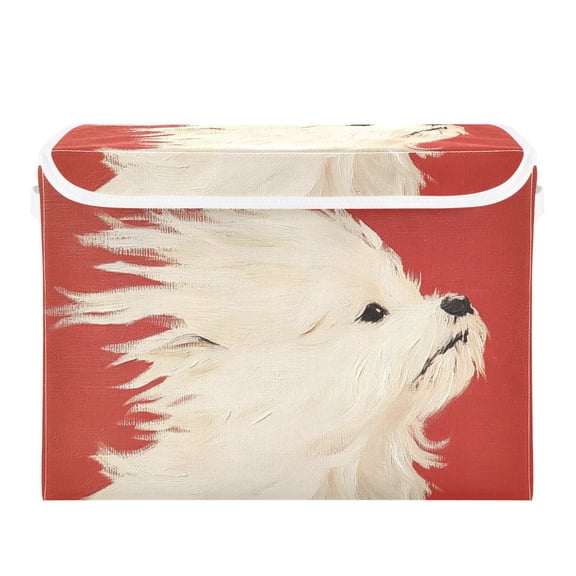 16.5x12.6x11.8in Foldable Flip-Top Storage Bin, Dustproof Magic Tape Closure, Ideal for Home & Toy Organization,Cute Oil Painting Puppy