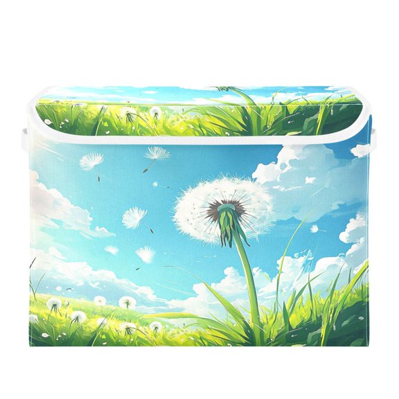 16.5x12.6x11.8in Foldable Flip-Top Storage Bin, Dustproof Magic Tape Closure, Ideal for Home & Toy Organization,Dandelion in The Sky