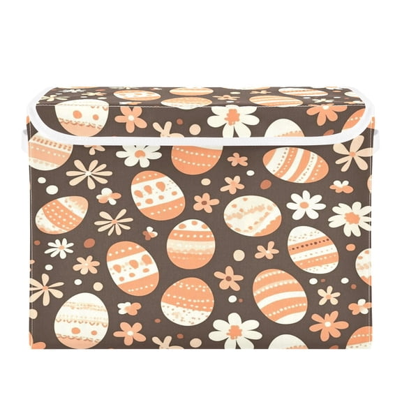 16.5x12.6x11.8in Foldable Flip-Top Storage Bin, Dustproof Magic Tape Closure, Ideal for Home & Toy Organization,Easter Eggs