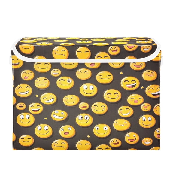 16.5x12.6x11.8in Foldable Flip-Top Storage Bin, Dustproof Magic Tape Closure, Ideal for Home & Toy OrganizationEmoji