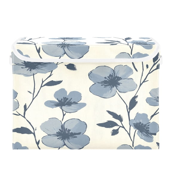 16.5x12.6x11.8in Foldable Flip-Top Storage Bin, Dustproof Magic Tape Closure, Ideal for Home & Toy Organization,Flower