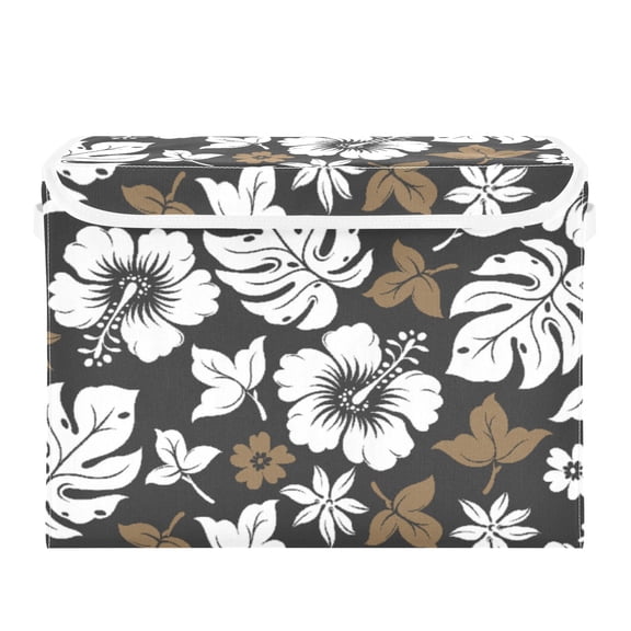 16.5x12.6x11.8in Foldable Flip-Top Storage Bin, Dustproof Magic Tape Closure, Ideal for Home & Toy Organization,Flowers