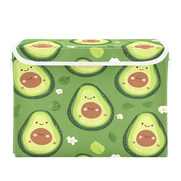 16.5x12.6x11.8in Foldable Flip-Top Storage Bin, Dustproof Magic Tape Closure, Ideal for Home & Toy Organization,Green Backgr