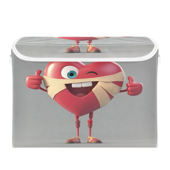 16.5x12.6x11.8in Foldable Flip-Top Storage Bin, Dustproof Magic Tape Closure, Ideal for Home & Toy Organization，Joyful 3d Cartoon