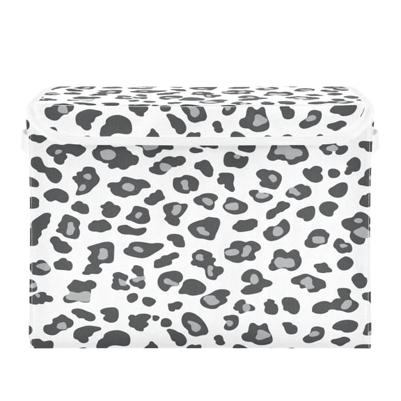 16.5x12.6x11.8in Foldable Flip-Top Storage Bin, Dustproof Magic Tape Closure, Ideal for Home & Toy Organization,Leopard Print Pattern