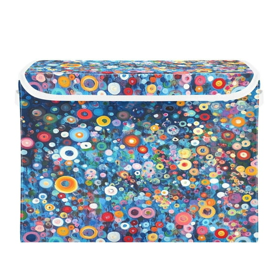 16.5x12.6x11.8in Foldable Flip-Top Storage Bin, Dustproof Magic Tape Closure, Ideal for Home & Toy OrganizationMany Bubbles