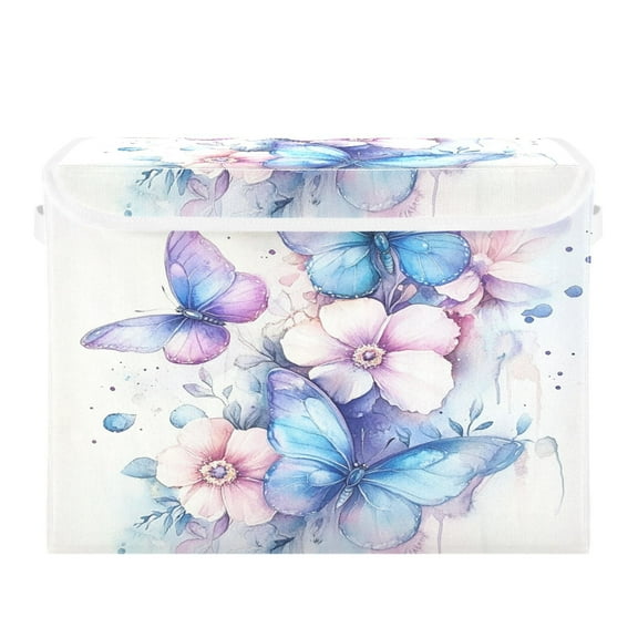 16.5x12.6x11.8in Foldable Flip-Top Storage Bin, Dustproof Magic Tape Closure, Ideal for Home & Toy OrganizationMany Butterflies