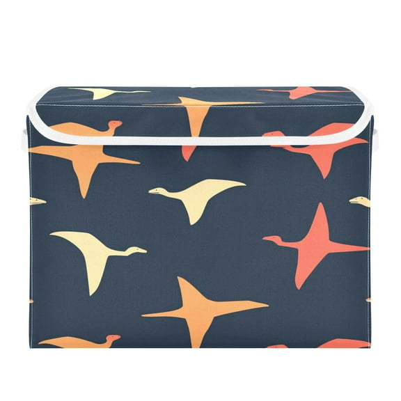 16.5x12.6x11.8in Foldable Flip-Top Storage Bin, Dustproof Magic Tape Closure, Ideal for Home & Toy Organization，Many Dinosaurs