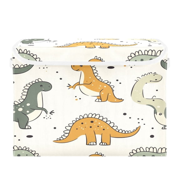 16.5x12.6x11.8in Foldable Flip-Top Storage Bin, Dustproof Magic Tape Closure, Ideal for Home & Toy OrganizationMany Small Dinosaurs