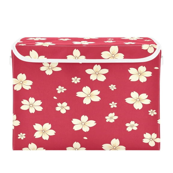 16.5x12.6x11.8in Foldable Flip-Top Storage Bin, Dustproof Magic Tape Closure, Ideal for Home & Toy OrganizationMany Small Flower Stickers
