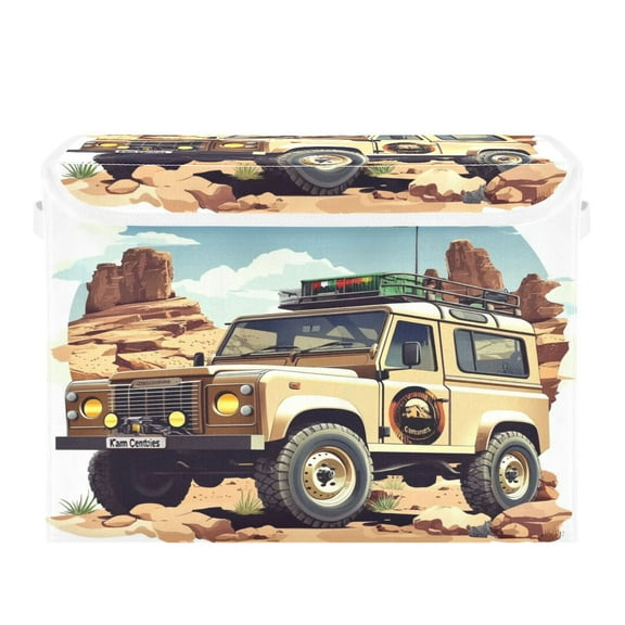 16.5x12.6x11.8in Foldable Flip-Top Storage Bin, Dustproof Magic Tape Closure, Ideal for Home & Toy OrganizationMilitary Vehicle