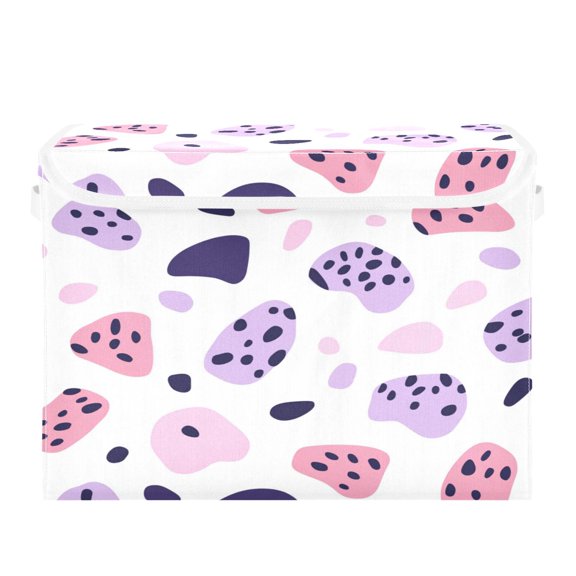 16.5x12.6x11.8in Foldable Flip-Top Storage Bin, Dustproof Magic Tape Closure, Ideal for Home & Toy Organization，Pink Leopard Print Pattern